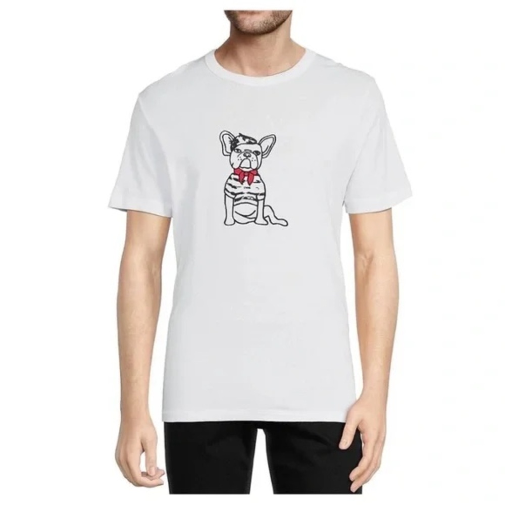 NWT French Connection French Bulldog White T-shirt size large unisex